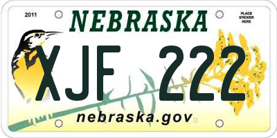 NE license plate XJF222
