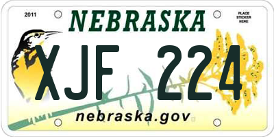NE license plate XJF224