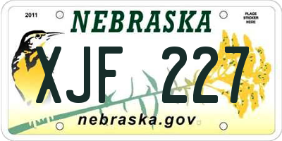 NE license plate XJF227