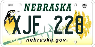 NE license plate XJF228