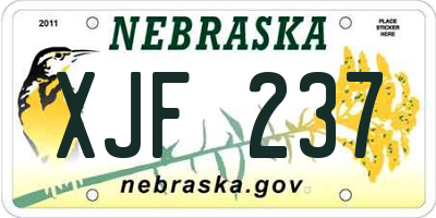 NE license plate XJF237