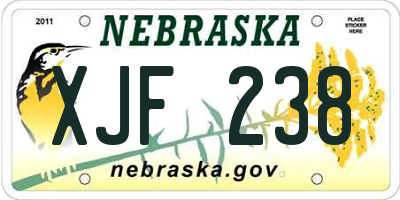 NE license plate XJF238