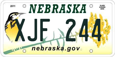 NE license plate XJF244