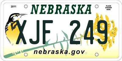 NE license plate XJF249
