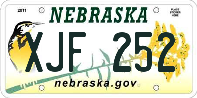 NE license plate XJF252