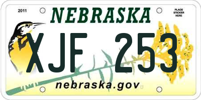 NE license plate XJF253
