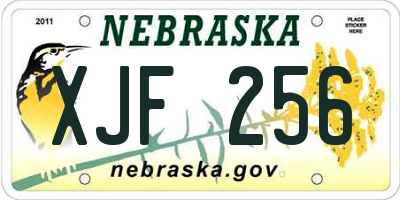 NE license plate XJF256