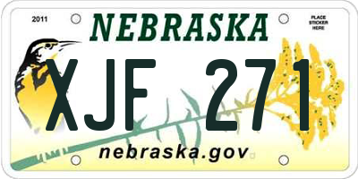 NE license plate XJF271