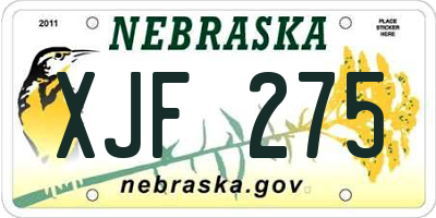 NE license plate XJF275