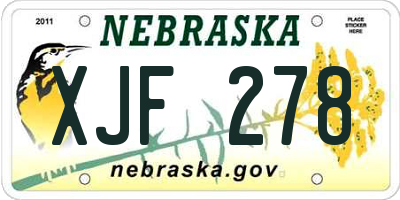 NE license plate XJF278