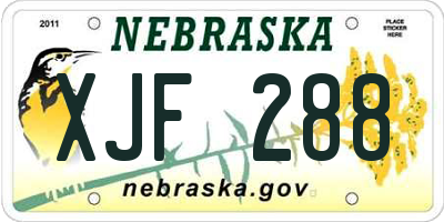 NE license plate XJF288