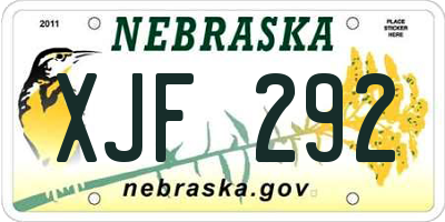 NE license plate XJF292