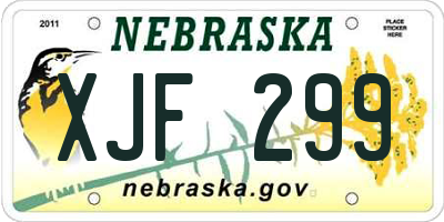 NE license plate XJF299