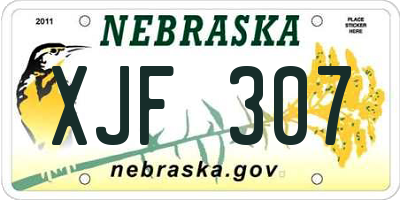 NE license plate XJF307