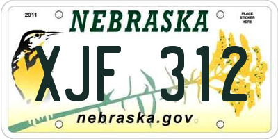 NE license plate XJF312