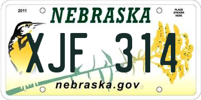 NE license plate XJF314
