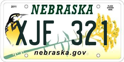 NE license plate XJF321