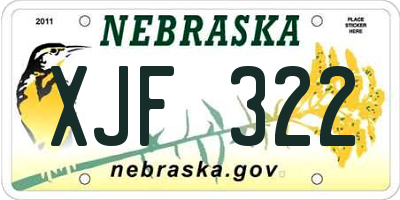 NE license plate XJF322