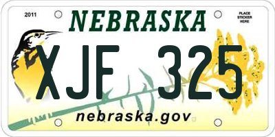 NE license plate XJF325