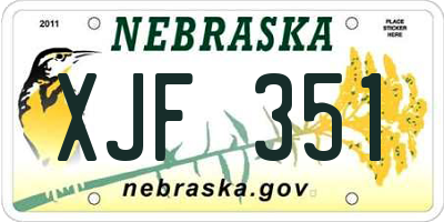 NE license plate XJF351