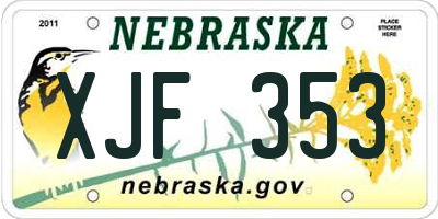 NE license plate XJF353
