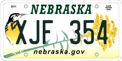 NE license plate XJF354