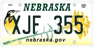 NE license plate XJF355