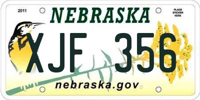 NE license plate XJF356