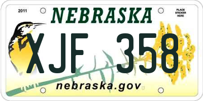 NE license plate XJF358