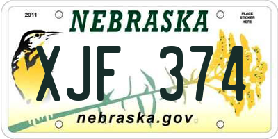 NE license plate XJF374