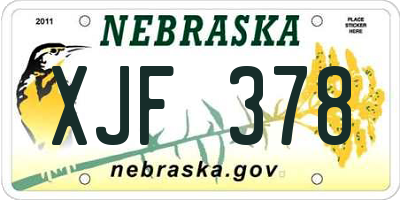 NE license plate XJF378