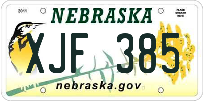 NE license plate XJF385