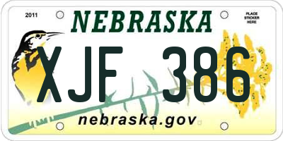 NE license plate XJF386