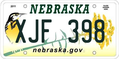 NE license plate XJF398