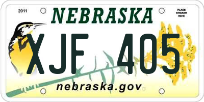NE license plate XJF405