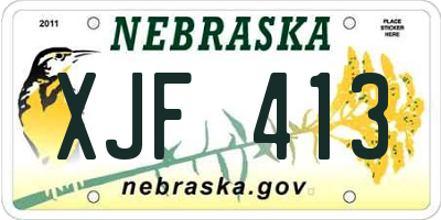 NE license plate XJF413