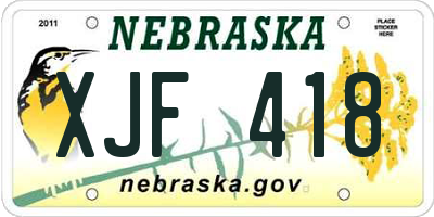 NE license plate XJF418