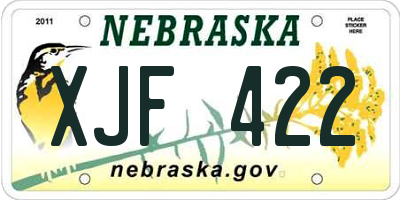 NE license plate XJF422