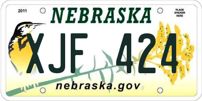NE license plate XJF424