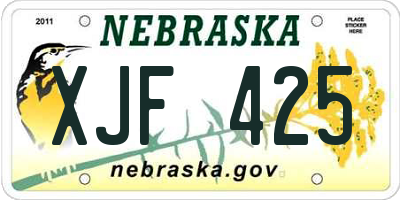 NE license plate XJF425