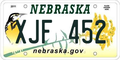 NE license plate XJF452