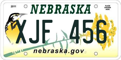 NE license plate XJF456