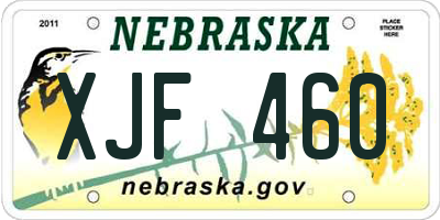 NE license plate XJF460