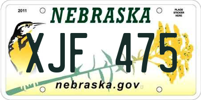 NE license plate XJF475