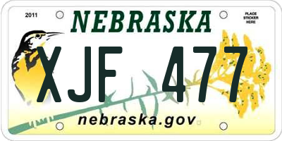 NE license plate XJF477