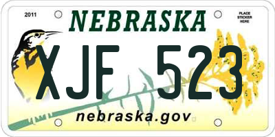 NE license plate XJF523