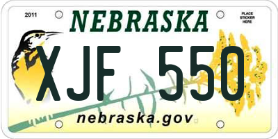 NE license plate XJF550