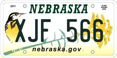 NE license plate XJF566