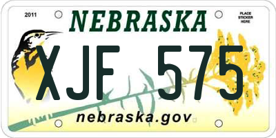 NE license plate XJF575