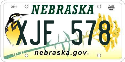 NE license plate XJF578